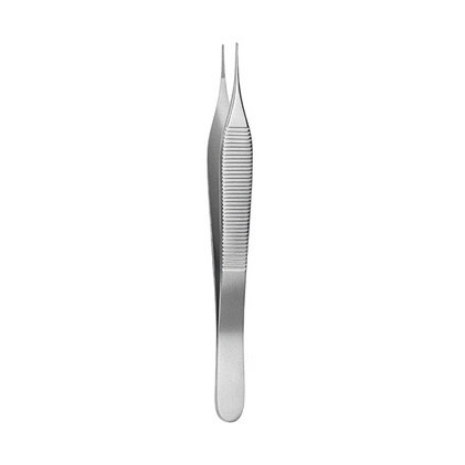 Adson Dressing Mini Micro Forceps, Serrated, Tip width 0,8mm, 12cm