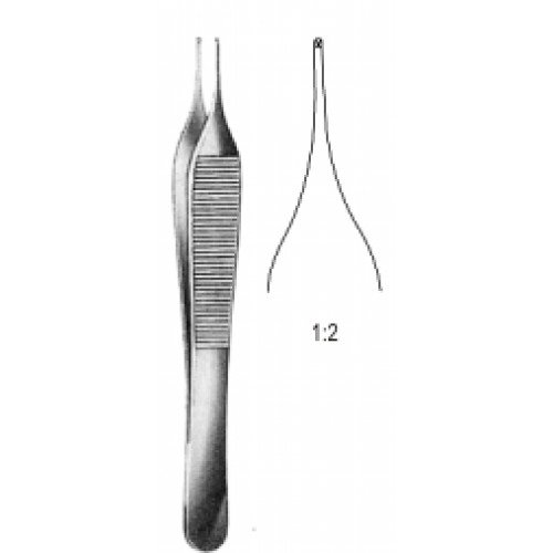 Adson Micro Tissue Forceps 1×2 Teeth, 12cm