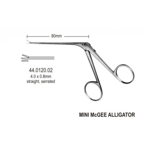 Alligator Micro Ear Forceps Serrated 4mm, 8.5cm