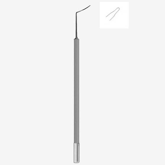 Barraquer Iris Spatula, Binder Flap Elevator, Round Smooth, 0.5mm diameter, 13cm