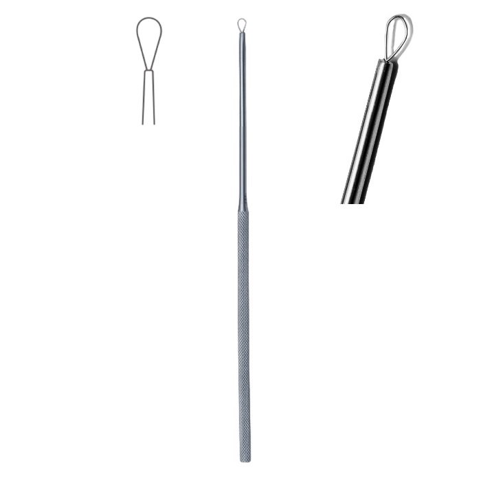 Billeau Ear Loop, Curettes and Scoop, wire Loop 3mm x 5mm, Fig.2, 16.5cm