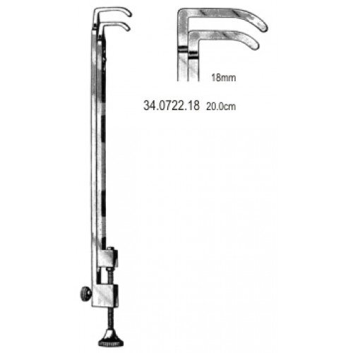 Blalock Aorta Pulmonary Artery Clamp, Medium Size, 18mm Angled Jaws with Sliding Shaft, Length 20cm