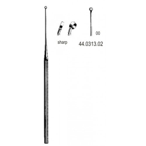 Buck Ear Curette Curved sharp, 00, 16.5cm