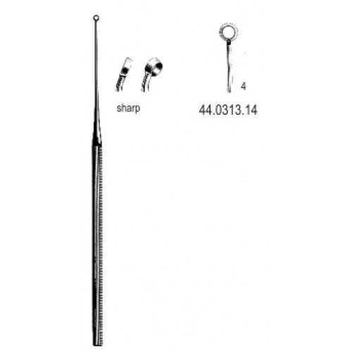 Buck Ear Curette Curved sharp, 4, 16.5cm