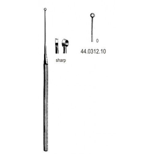 Buck Ear Curette Straight sharp, 0, 16.5cm