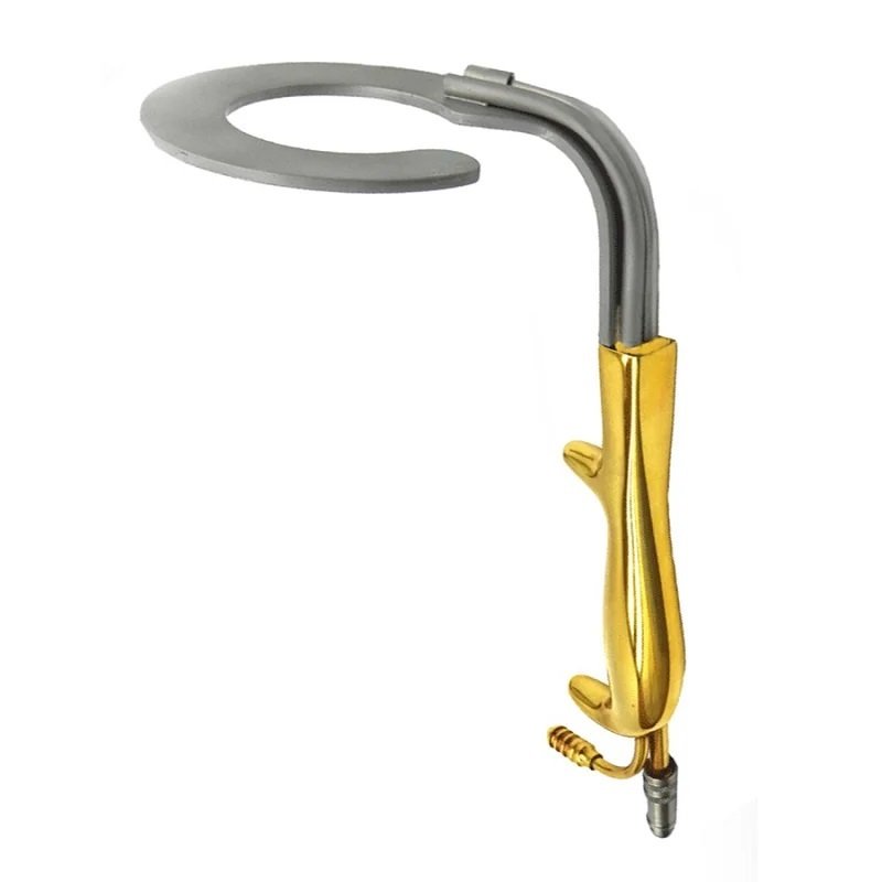 C Circular Breast Retractor, Anti Clockwise with Fiber Optic and Suction Tube, Internal Diagram 50mm, External Diagram 85mm, 18cm