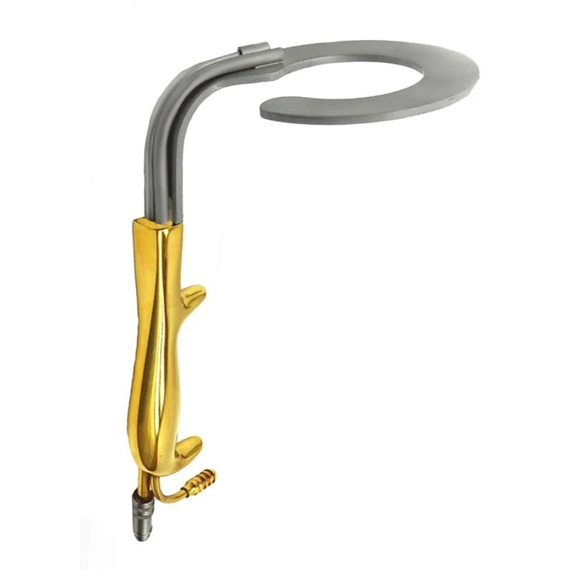 C Circular Breast Retractor, Clockwise with Fiber Optic and Suction Tube, Internal Diagram 50mm, External Diagram 85mm, 18cm