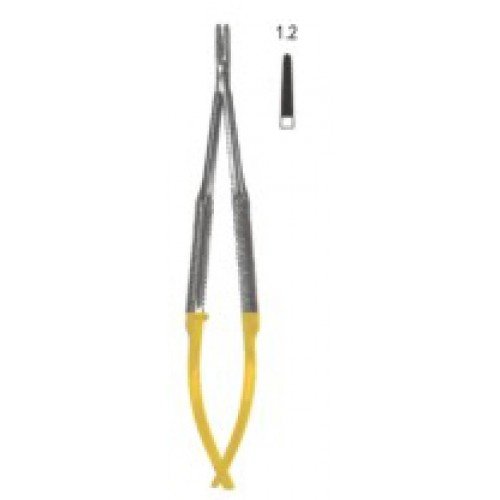 Castroviejo Needle Holder, Straight,Tungsten Carbide, Round Handled, 1.2mm, 14cm
