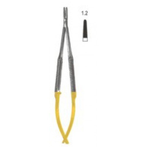 Castroviejo Needle Holder, Straight, Tungsten Carbide, Round Handled, 1.5mm, 14cm