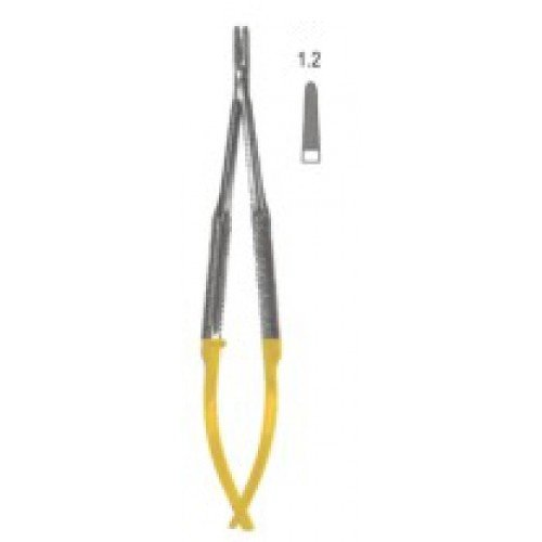 Castroviejo Needle Holder, Straight, Tungsten Carbide, Round Handled, 1.5mm, 15cm