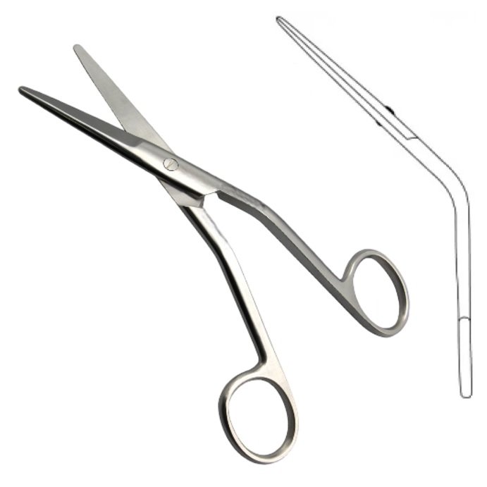 Cottle Dorsal Nasal Scissors, Bent on Shaft, Angled Shanks, Rounded Blades, 16cm