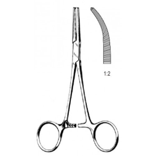 Crile Hemostatic Artery Forceps, Curved, 1×2 Teeth, 14cm
