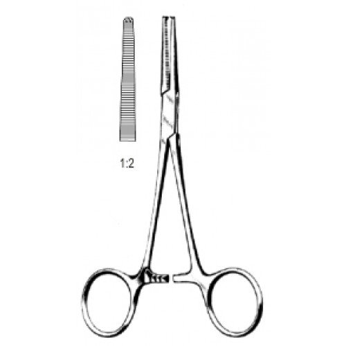 Crile Hemostatic Artery Forceps, Straight, 1×2 Teeth, 14cm