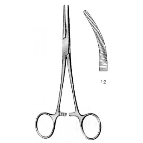 Crile Rankin Hemostatic Artery Forceps, Curved, 1×2 Teeth, 16cm