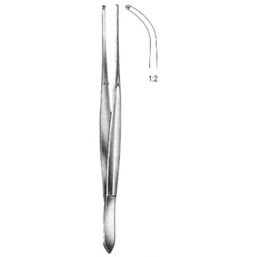 Cushing Tissue Forceps, Curved, 1×2 Teeth, 17.5cm