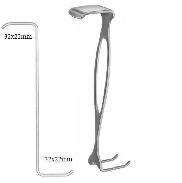 Czerny Retractor, Blade Jaws 32x22mm, Blade Prong 32x22mm, S-Shaped, 20cm