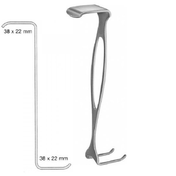 Czerny Retractor, Blade Jaws 38x22mm, Blade Prong 38x22mm, S-Shaped, 17.5cm
