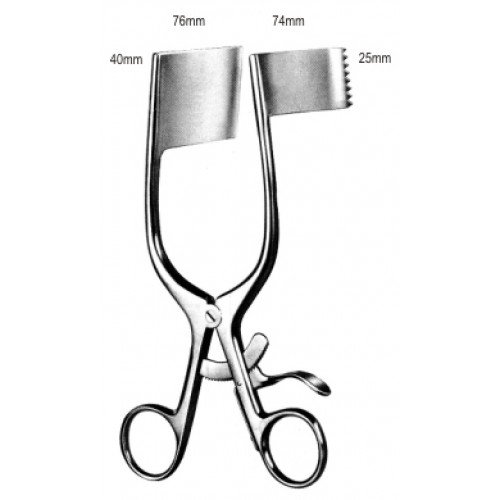 Darling Retractor, Left, Serrated, Curved, 57x38mm, 18cm