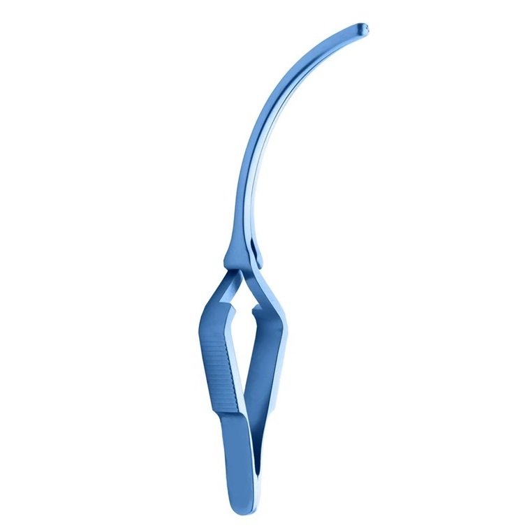 Debakey Bulldog Clamp, Atraumatic jaws, Titanium, Curved, 10cm