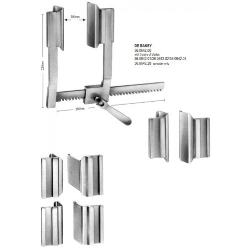 DeBakey Rib Spreader complete 200x225x285mm (3 pairs of blades)