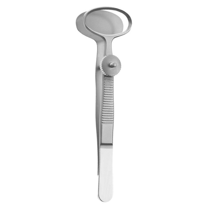 Desmarres Chalazion Forceps Tweezers, Oval, Inside Ring Diameter 10.4×19.8mm, Flat Handle, Stainless Steel, 9cm