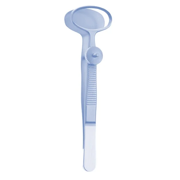 Desmarres Chalazion Forceps Tweezers, Oval, Inside Ring Diameter 17x28mm, Flat Handle, Titanium, 9cm