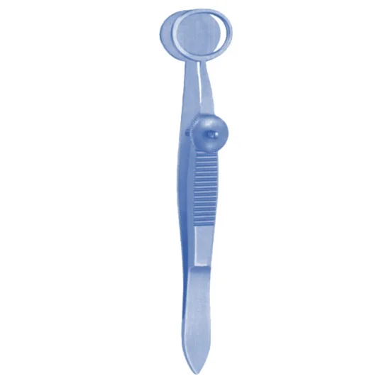 Desmarres Chalazion Forceps Tweezers, Oval, Inside Ring Diameter 8x10mm, Flat Handle, Titanium, 9cm