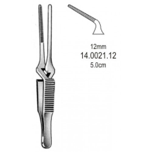 Diethrich Bulldog Clamp, Angled, Jaw 12mm, 5.0cm