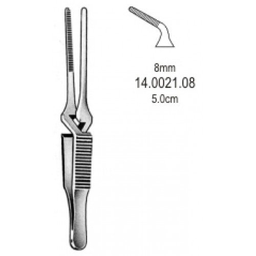 Diethrich Bulldog Clamp, Angled, Jaw 8mm, 5.0cm