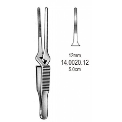 Diethrich Bulldog Clamp, Straight Jaw, Serrated, 12mm, 5cm