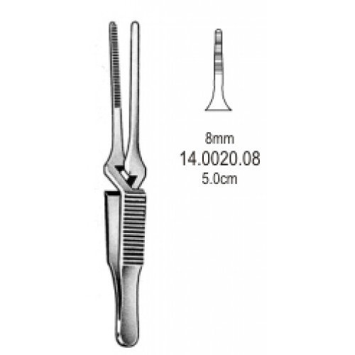 Diethrich Bulldog Clamp, Straight Jaw, Serrated, 8mm, 5cm