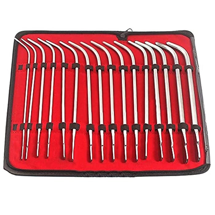 Dittel Dilating Bougies, Van Buren Dilators, Hegar Uterine, Urethral Sounds, Curved, Set of 16, Sizes. 8 to 40 French, 30cm