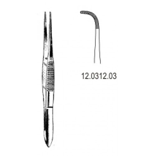 Fine Dressing Forceps Serrated full Curved, 12cm