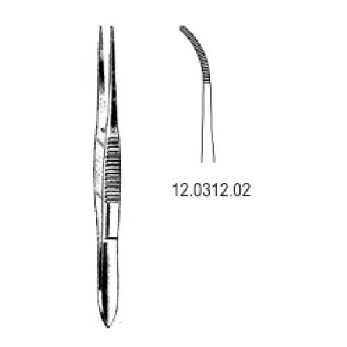 Fine Dressing Forceps Serrated semi Curved, 12cm