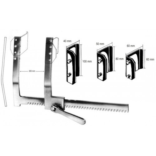 Finochietto Rib Spreader with 3 pairs blades 25cm