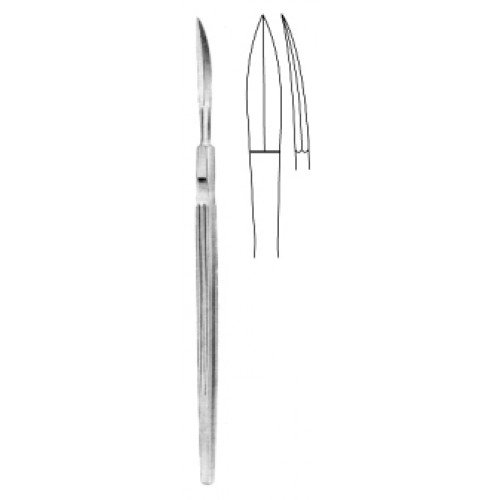 Fomon Plastic Knife, blunt tip, Curved, 5x28mm,16cm