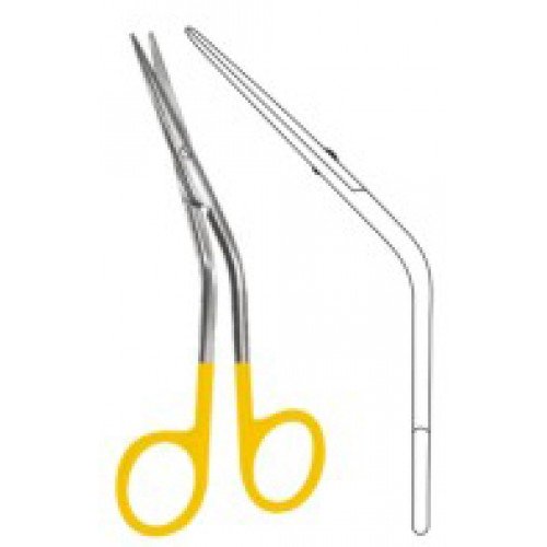 FOMON Scissors bent on shaft 15cm Tungsten Carbide