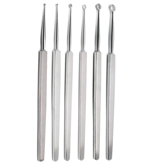 Fox Dermal Curettes, Set of 6, 1mm to 6mm