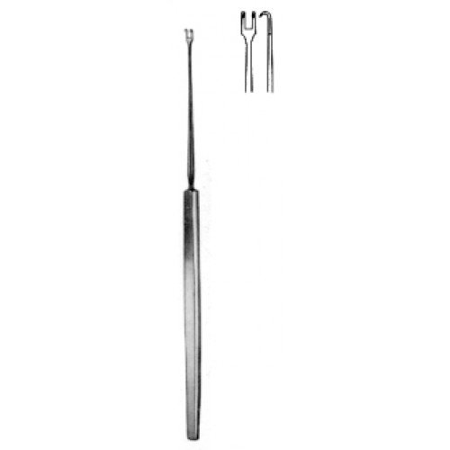 Freer Skin Hook, 2 prongs 3mm wide, Sharp, 15cm