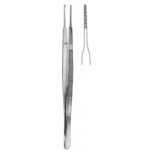 Gerald Dressing Forceps, Straight, Serrated, Tip 1mm, 18cm