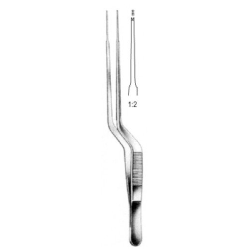 Gerald Tissue Forceps bayonet, 1×2 Teeth, 18cm