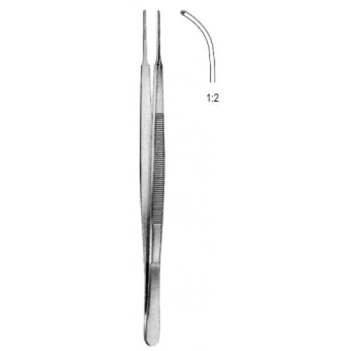 Gerald Tissue Forceps, Curved, 1×2 Teeth, 18cm