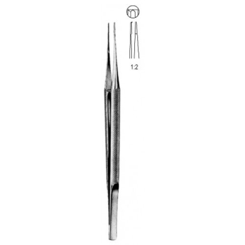 Gomel Micro Forceps with Platform, 1×2 Teeth, Round Handled, 18cm