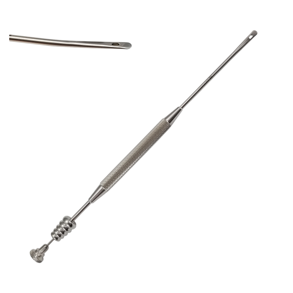 Gorney (Freer) Septum Suction Elevator, 3mm Blunt and Round Tip, Curved, Total Length 20cm