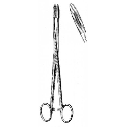 Gross Maier Dressing Forceps, Curved, S/J (Serrated jaws), with Ratchet, 25cm