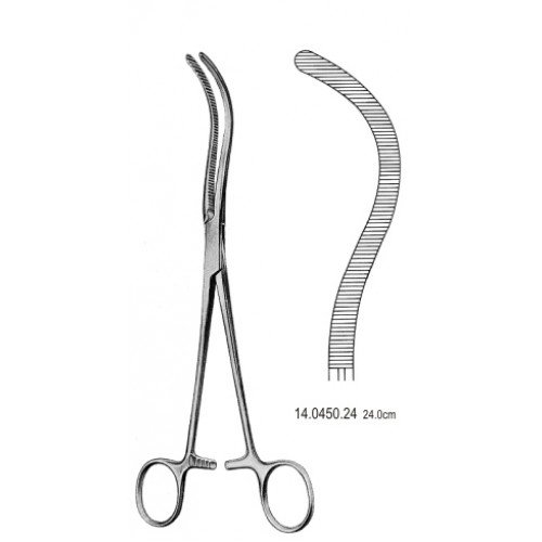 Guyon/Pean Kidney Pedicle Clamp, Curved, 24cm