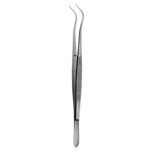 Hammacher Meriam Tweezers, Serrated Handle Pattern, Stainless Steel, 16cm Long