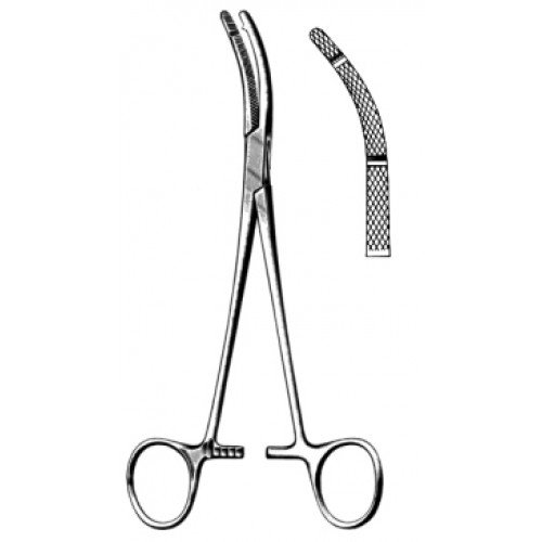 Heaney Hysterectomy Forceps, Curved, 2×2 Teeth, 19.5cm