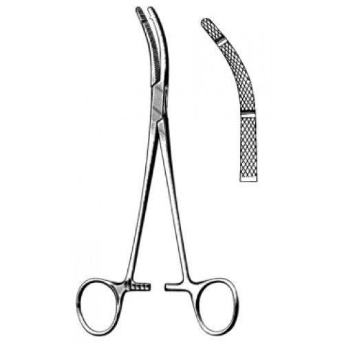 Heaney Hysterectomy Forceps, Curved, 2×2 Teeth, 20cm