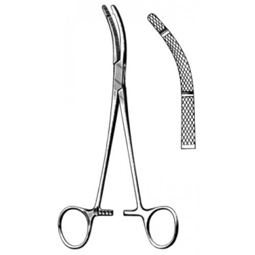 Heaney Hysterectomy Forceps, Curved, 2×2 Teeth, 23cm
